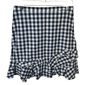 Draper James Blue and White Checkered Ruffle Skirt‎ Cotton Size 6